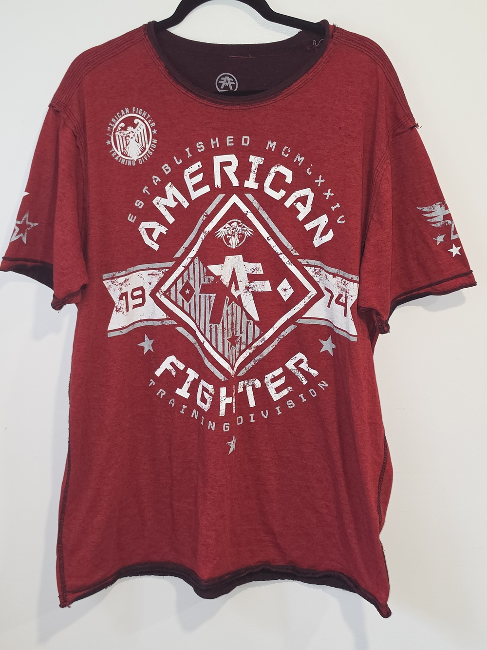 American Fighter Bold Red Graphic Cotton Short-Sleeve Tee Men's Size 2XL